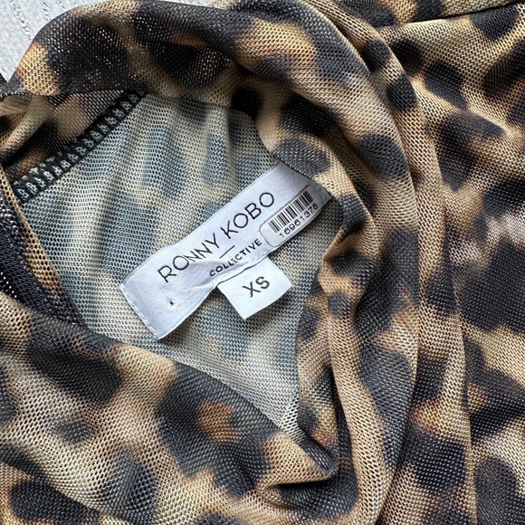 Ronny Kobo Collective Leopard Mesh Midi Dress Long Sleeve - Size XS - Picture 4 of 12